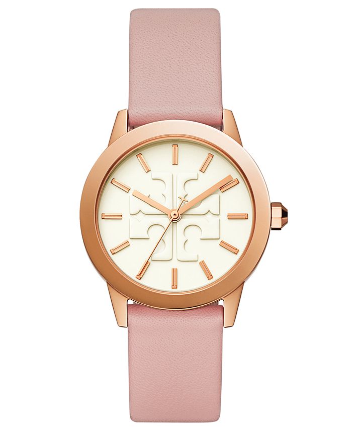 Tory Burch Women s Gigi Pink Leather Strap Watch 36mm Macy s