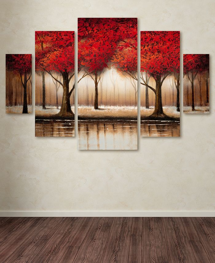 Trademark Global Rio 'Parade of Red Trees' Large Multi-Panel Wall Art ...