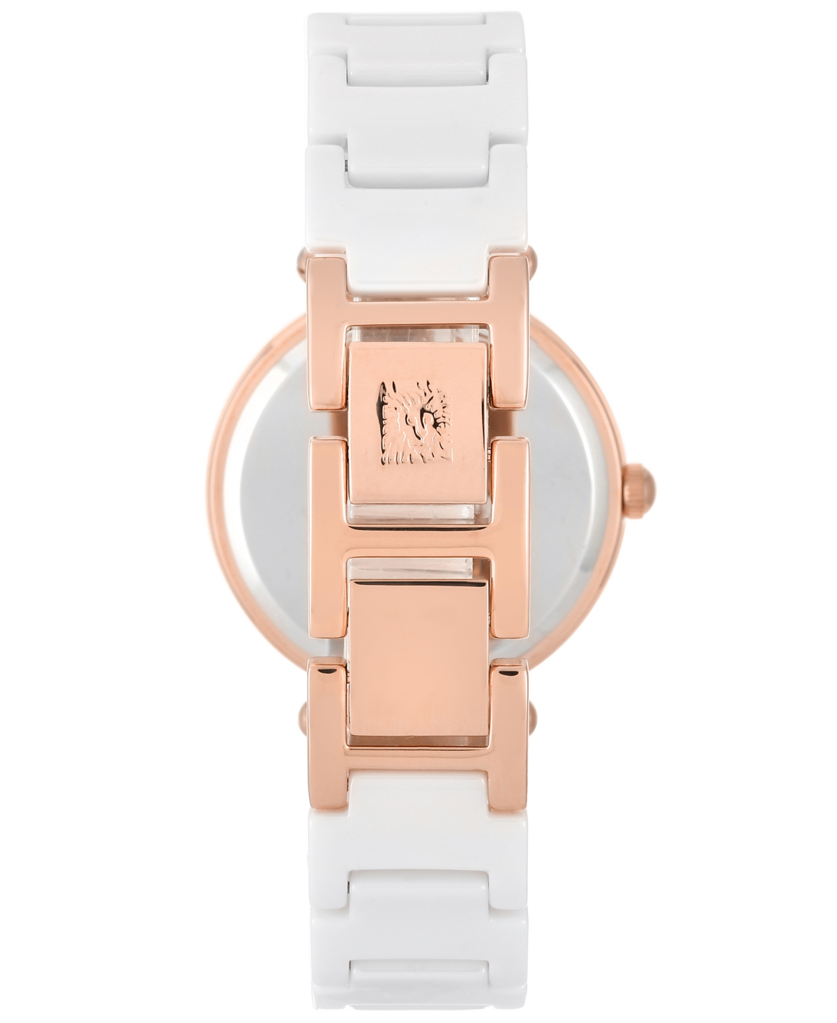 ANNE KLEIN WOMEN'S DIAMOND ACCENT WHITE CERAMIC BRACELET WATCH 33MM AK-1018RGWT 