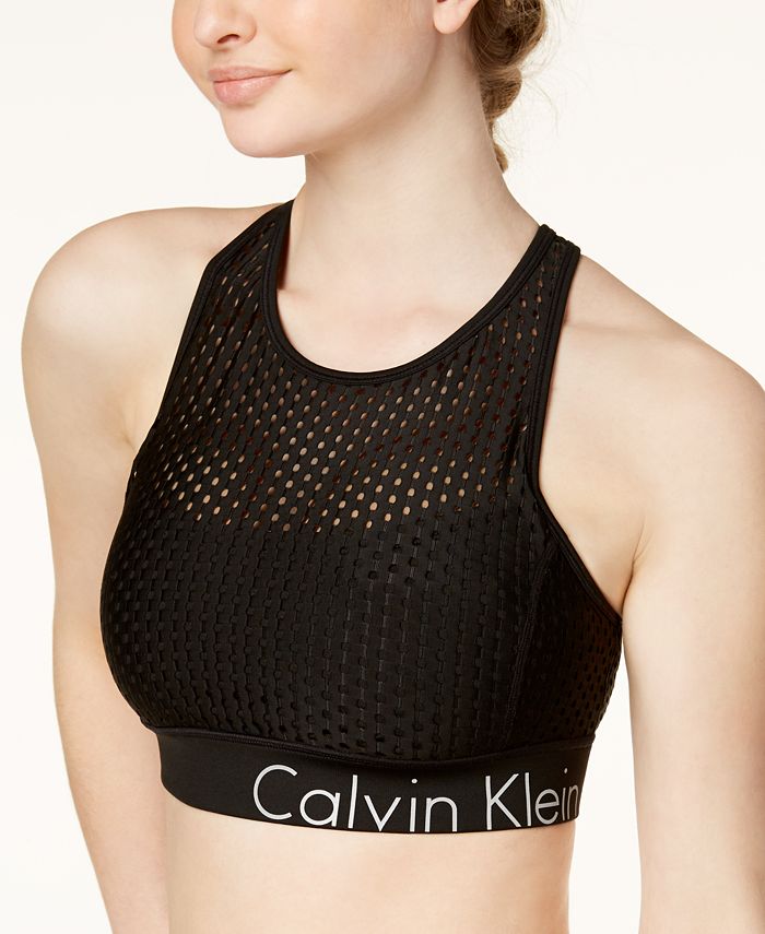 Calvin Klein Mesh Cross-Back Medium-Support Sports Bra - Macy's