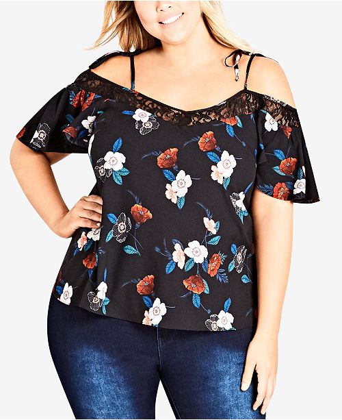 City Chic Trendy Plus Size Cold-Shoulder Top & Reviews ...