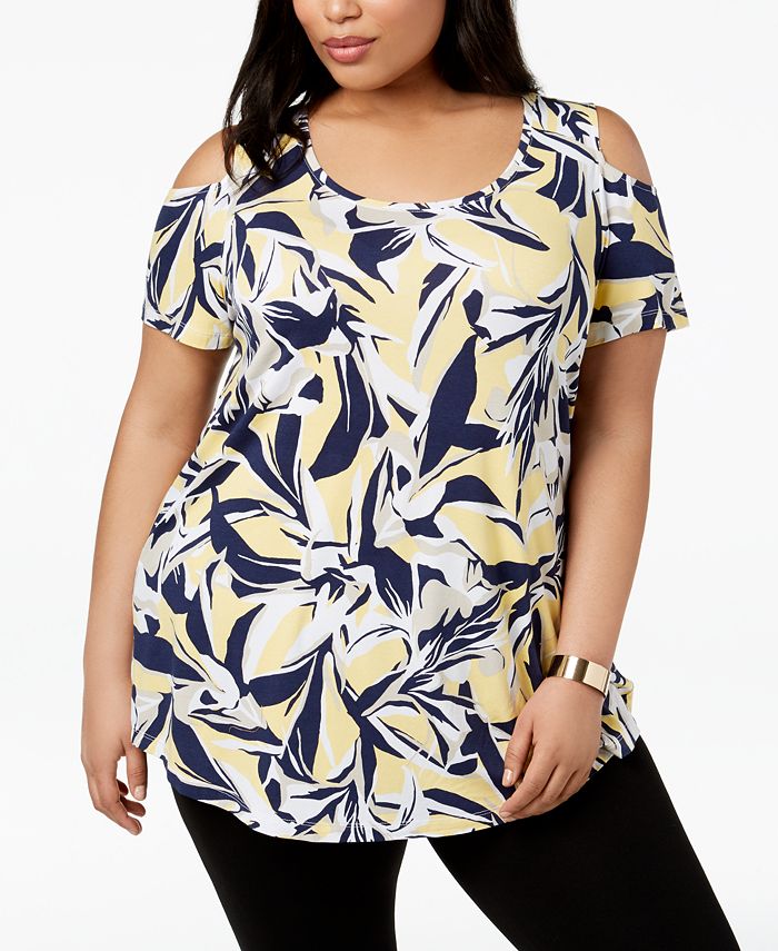 JM Collection Plus Size Cold-Shoulder Top, Created for Macy's - Macy's