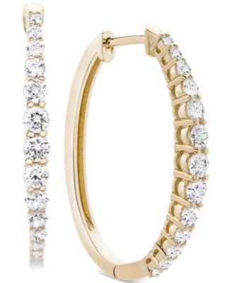 Diamond Hoop Earrings (1 ct. t.w.) in 14k White or Yellow Gold