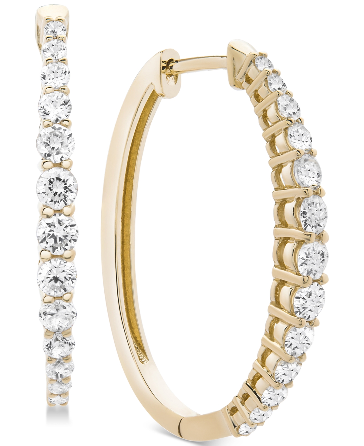 Diamond Hoop Earrings (1 ct. t.w.) in 14k White, Yellow or Rose Gold
