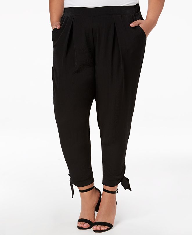 NY Collection Plus & Petite Plus Size Tapered Tie-Hem Pants & Reviews ...