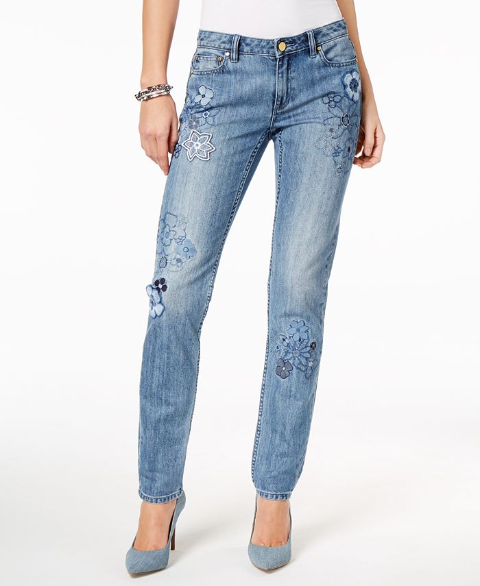 Michael Kors Embroidered Straight-Leg Jeans in Regular & Petite Sizes ...