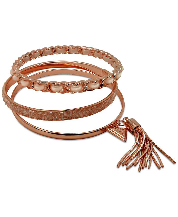 GUESS Rose Gold-Tone Link Charm Bracelet - Macy's