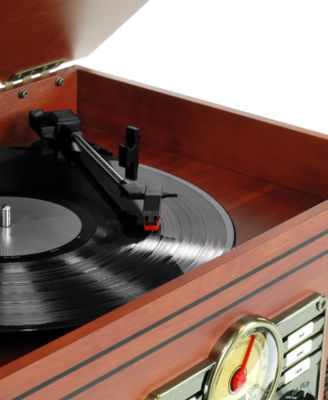 6-In-1 Nostalgic Bluetooth Record Player With 3-Speed Turntable