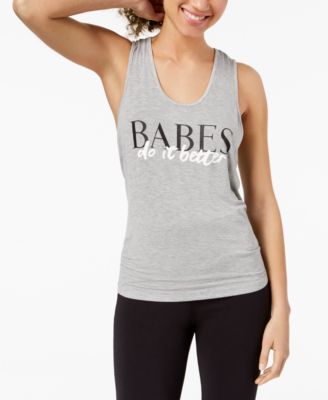 Material Girl - Juniors' Babes Graphic Knot-Back Tank Top
