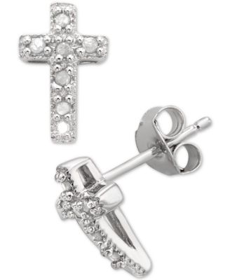 Macy's Diamond Cross Stud Earrings (1 