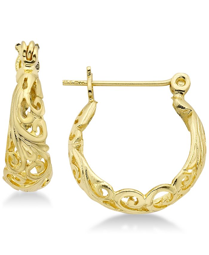 Essentials Filigree Small Hoop Earrings in Gold Plate & Reviews ...