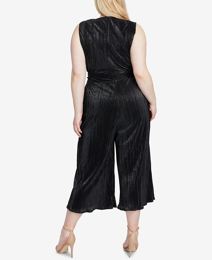 RACHEL Rachel Roy Trendy Plus Size Metallic Pleated Jumpsuit - Macy's