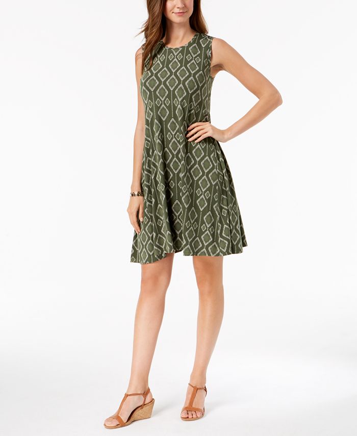 Style & Co Petite Ikat-Print Sleeveless Swing Dress, Created for Macy's ...