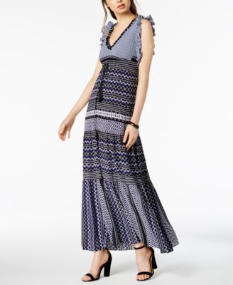 Taylor - Pom-Pom-Trim Printed Maxi Dress