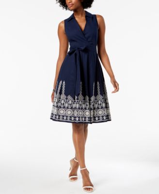 Ivanka Trump - Cotton Embroidered Wrap Dress