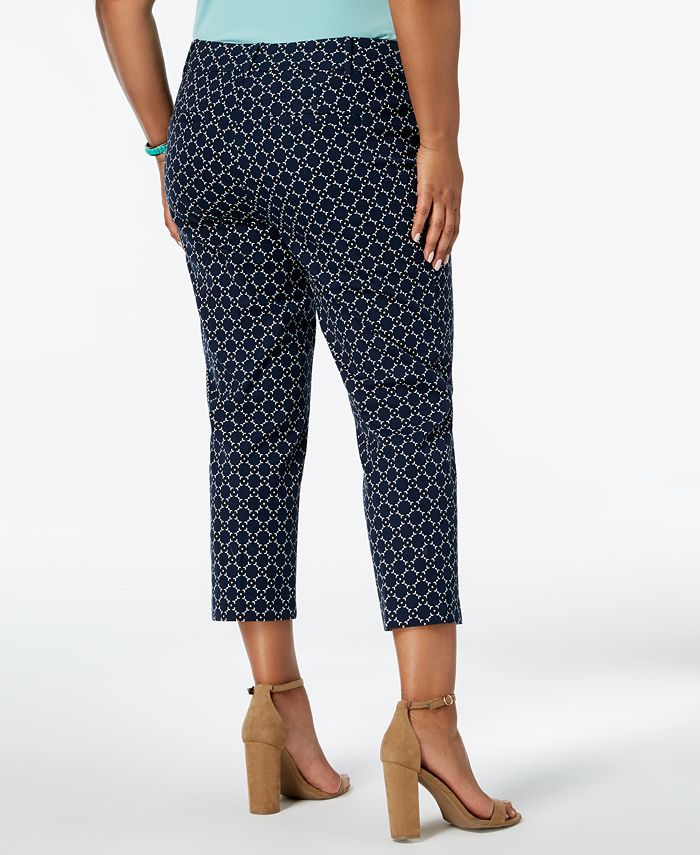 Charter Club Plus Size Geometric-Print Cropped Pants, Created for Macy ...