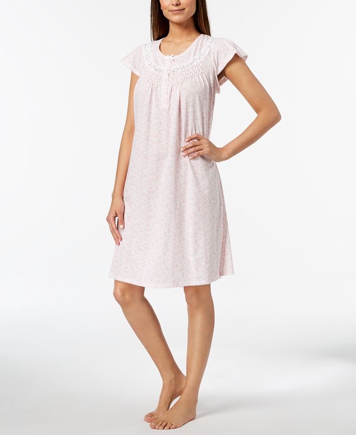 Miss Elaine Knit Lace-Trim Nightgown - Macy's
