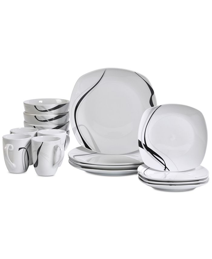 Tabletops Unlimited TTU Gallery 12-pc. Black Rim Dinnerware Set, Service for 4, Black
