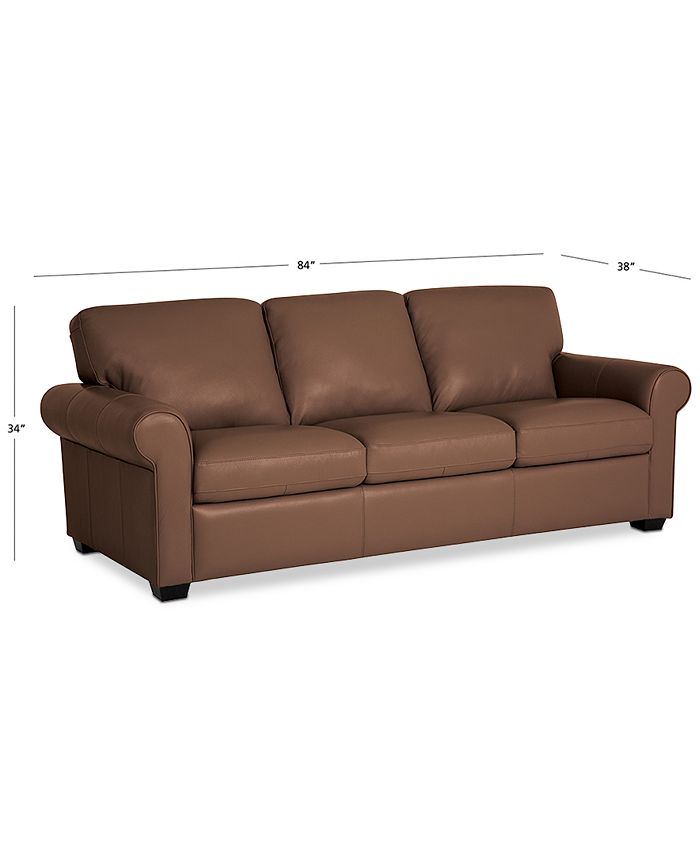Furniture Orid 84" Leather Roll Arm Sofa, Created for Macy's & Reviews