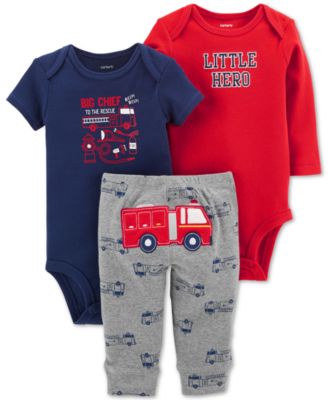 Carter's 2pc Baby Boy Firetruck Bodysuit and Grey Pants Set main image 1