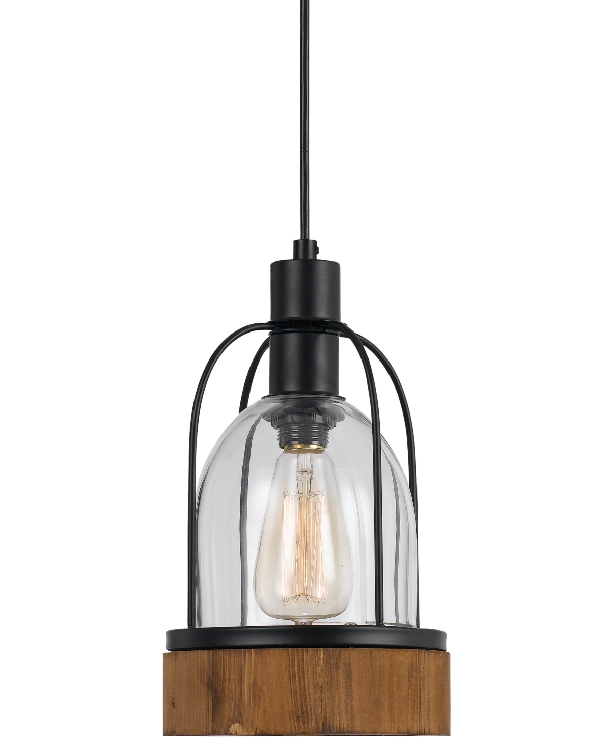 Shop Cal Lighting Beacon Glass Pendant In Black,wood