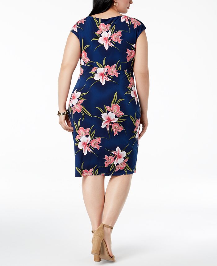 Connected Plus Size Floral-Print Sarong Dress - Macy's