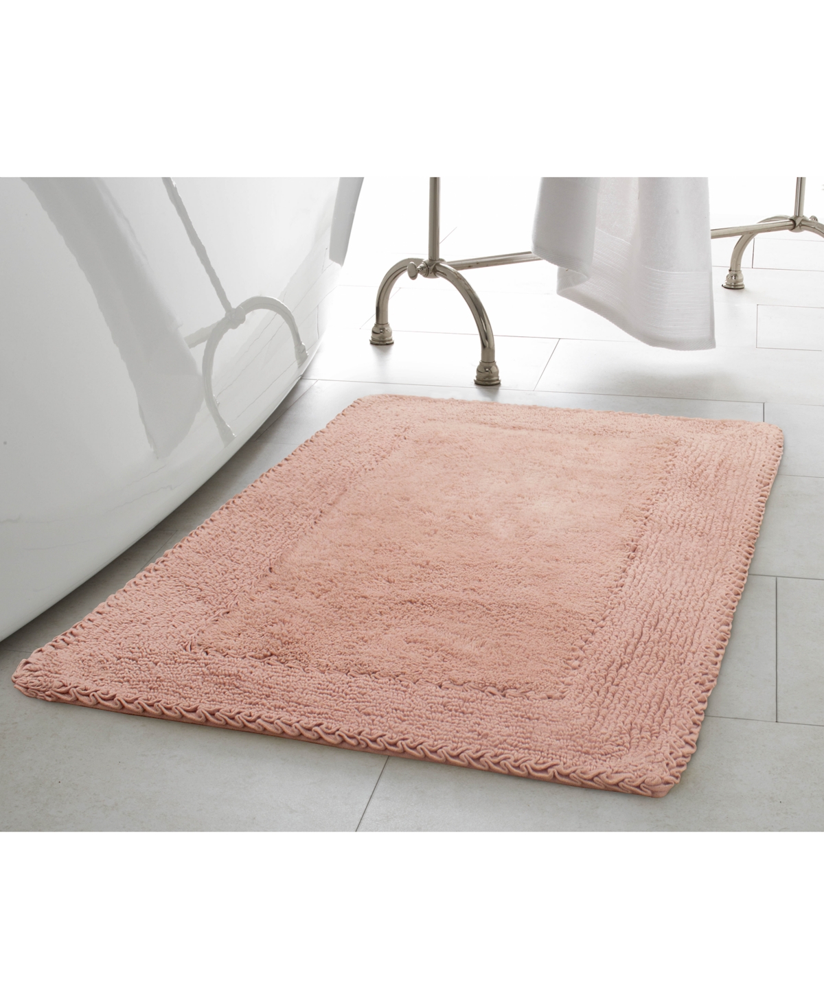 Laura Ashley Ruffled Cotton Bath Rug, 20" X 34" In Ivory