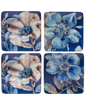 UPC 730384090303 product image for Certified International Indigold Flower Dessert Plates, Set of 4 | upcitemdb.com