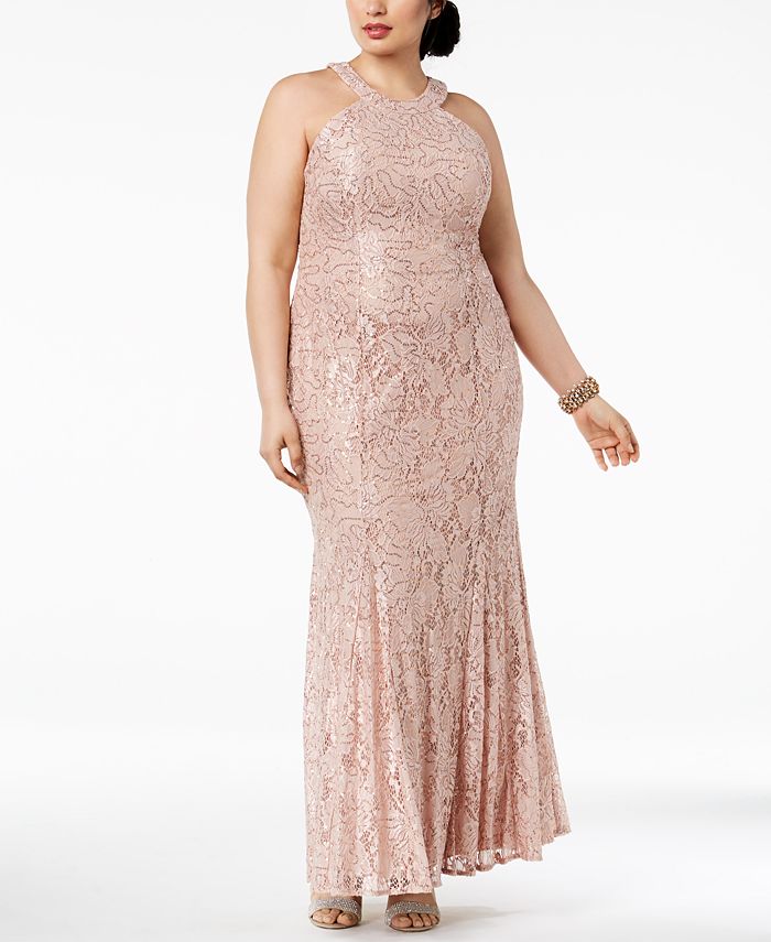 nightway plus size sequin flowy gown