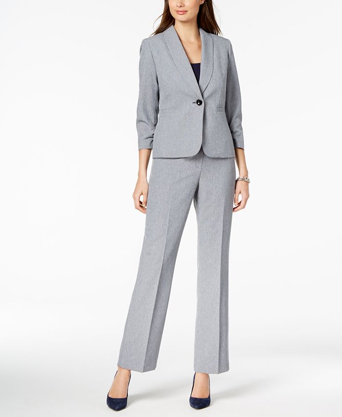 Le Suit Crosshatched One-Button Pantsuit - Macy's