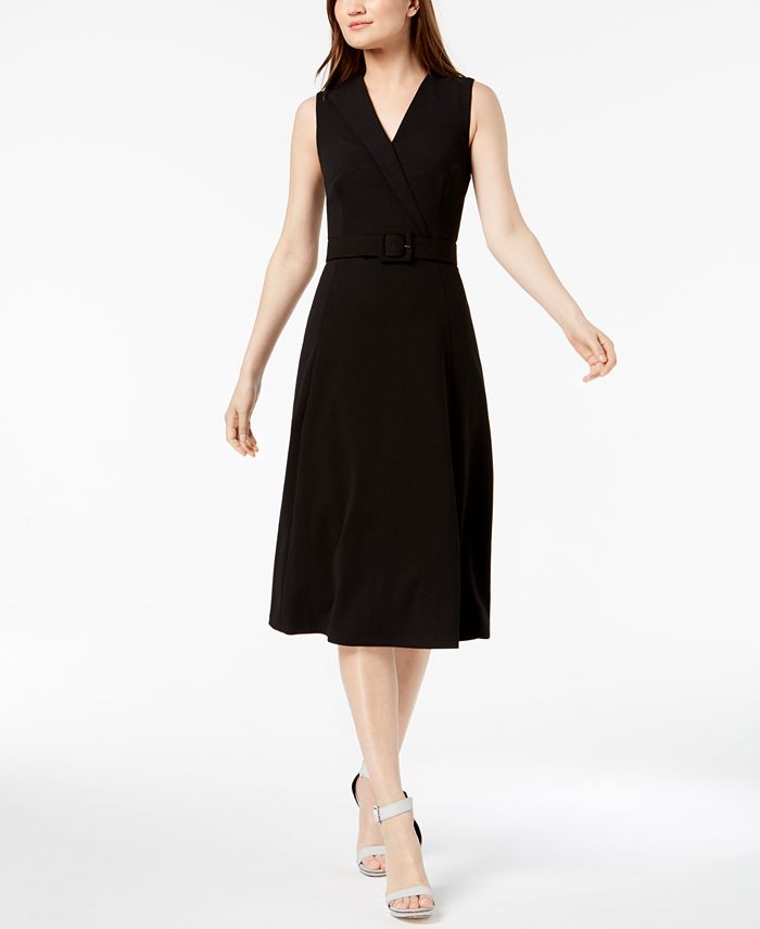 Calvin Klein Belted Midi Dress - Macy's