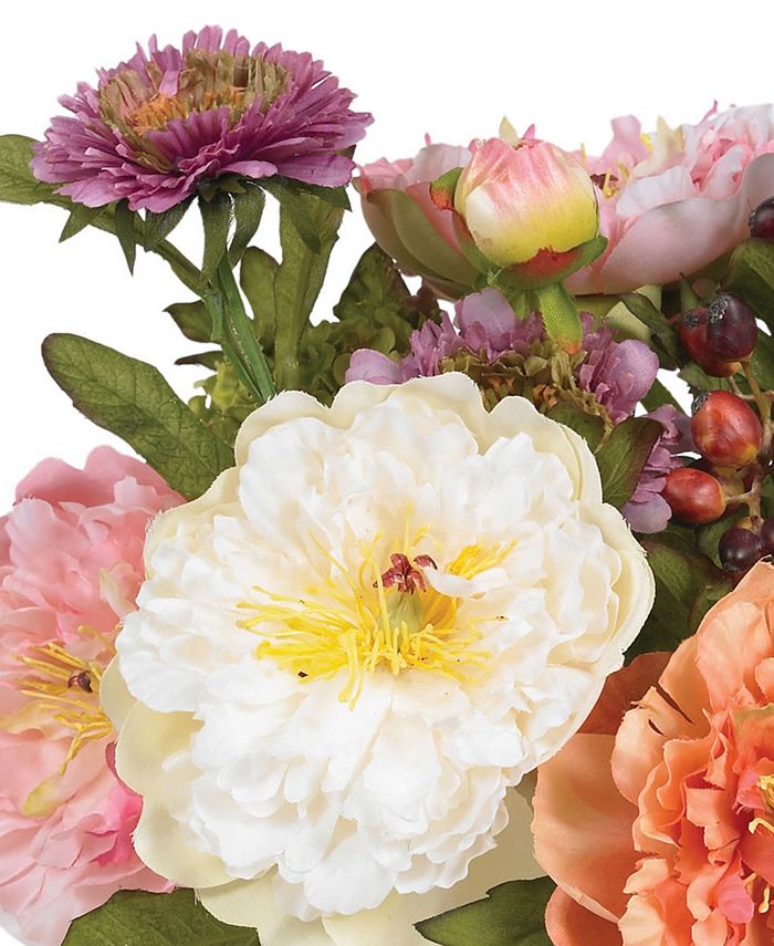 Nearly Natural Artificial Peony Arrangement with Glass Vase Macy's