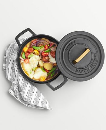 Martha Stewart Collection CLOSEOUT! 2-Qt. Black Matte Enameled Cast Iron Dutch  Oven, Created for Macy's - Macy's