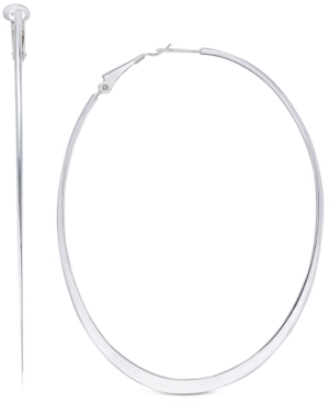 image of Large Flat Oval Hoop Earrings in Sterling Silver