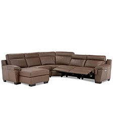 Julius II 5-Pc. Leather Chaise Sectional Sofa With 2 Power Recliners, Power Headrests & USB Power Outlet, Created for Macy's