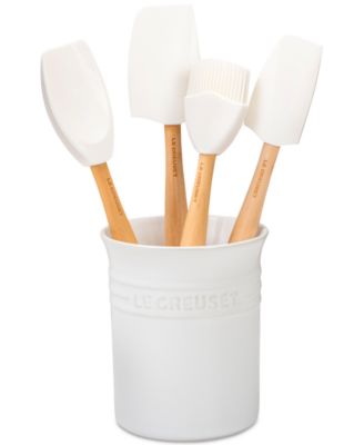 5 Piece Utensil Set with Stoneware Utensil Crock