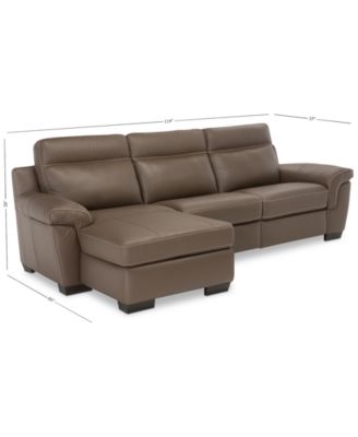 CLOSEOUT! Julius II 3-Pc. Leather Sectional Sofa With 1 Power Recliner, Power Headrests, Chaise And USB Power Outlet