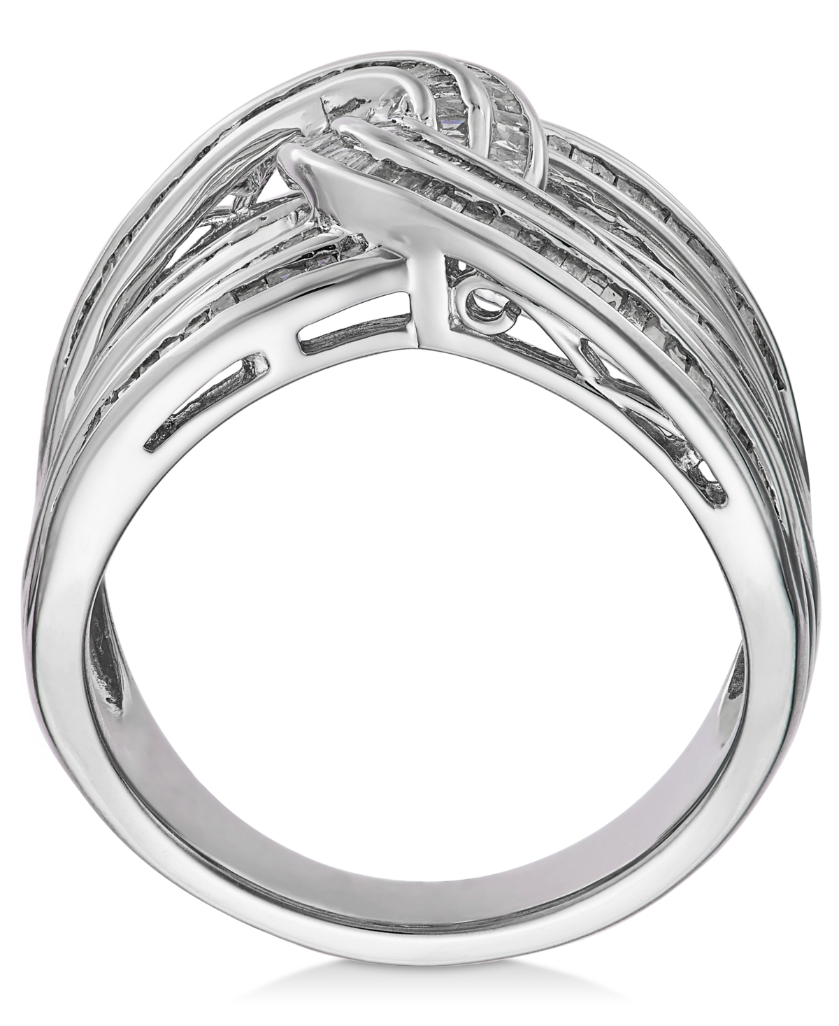 Diamond Baguette Interwoven Statement Ring (1 ct. t.w.) (Also available in Gold-Plated Silver or Rose Gold-Plated Sterling Silver)