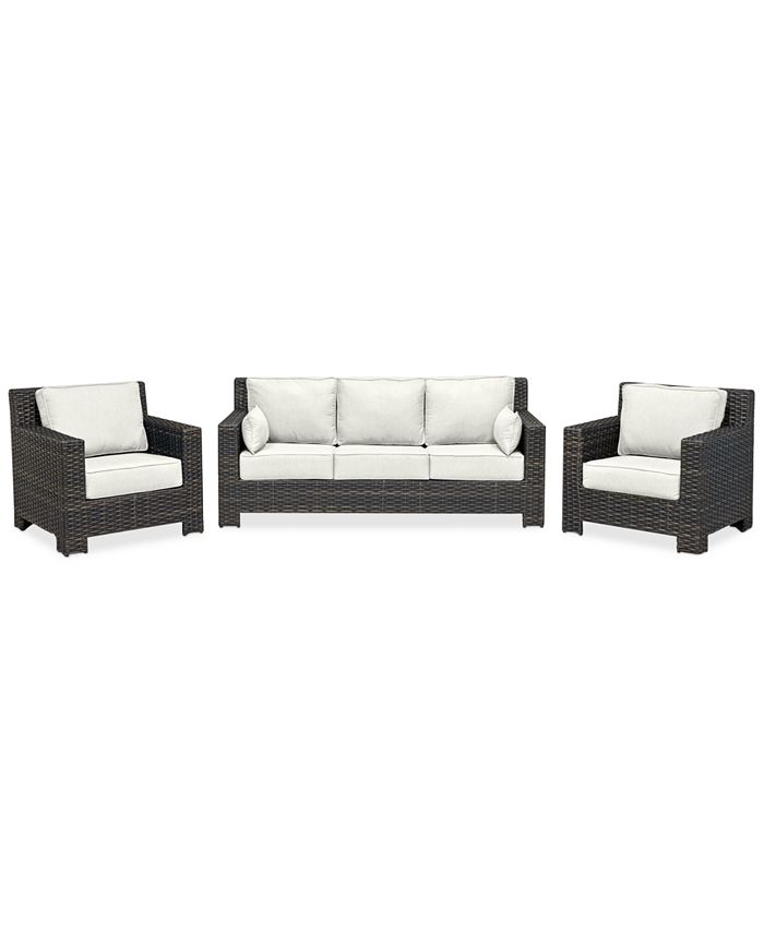 Furniture Viewport Outdoor Wicker 3Pc. Seating Set (1 Loveseat & 2 Club Chairs) with Custom