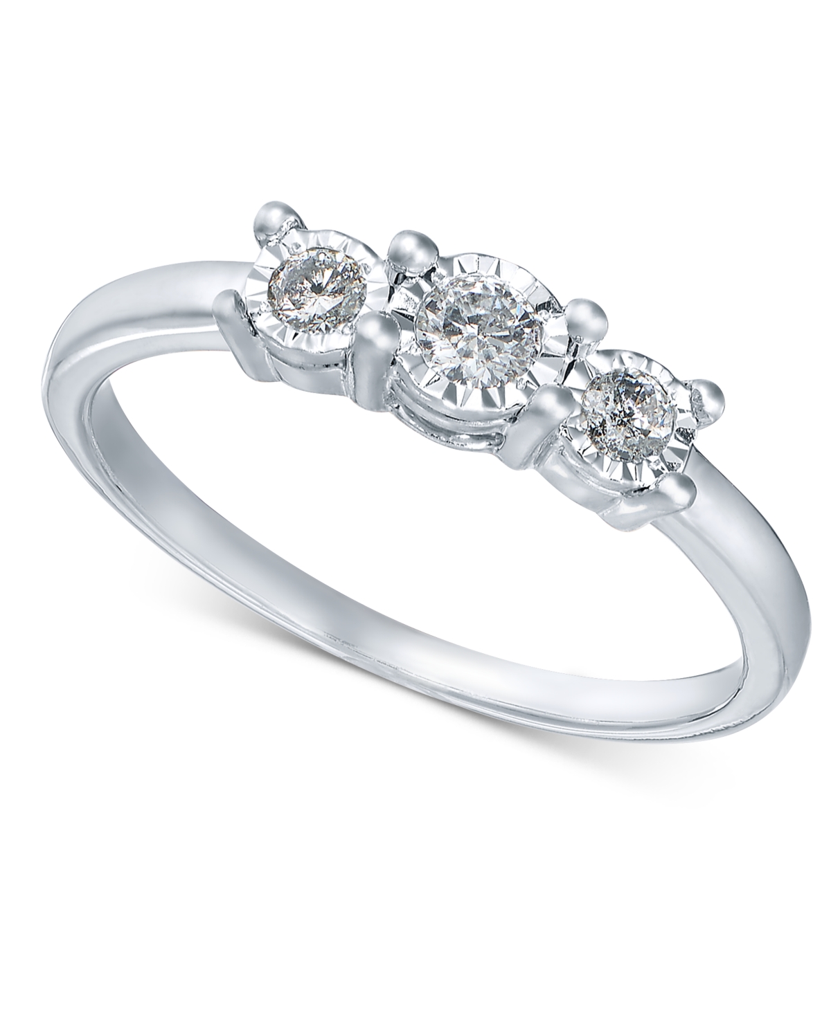 Diamond 3-Stone Promise Ring in 10k White Gold (1/4 ct. t.w.) - White Gold