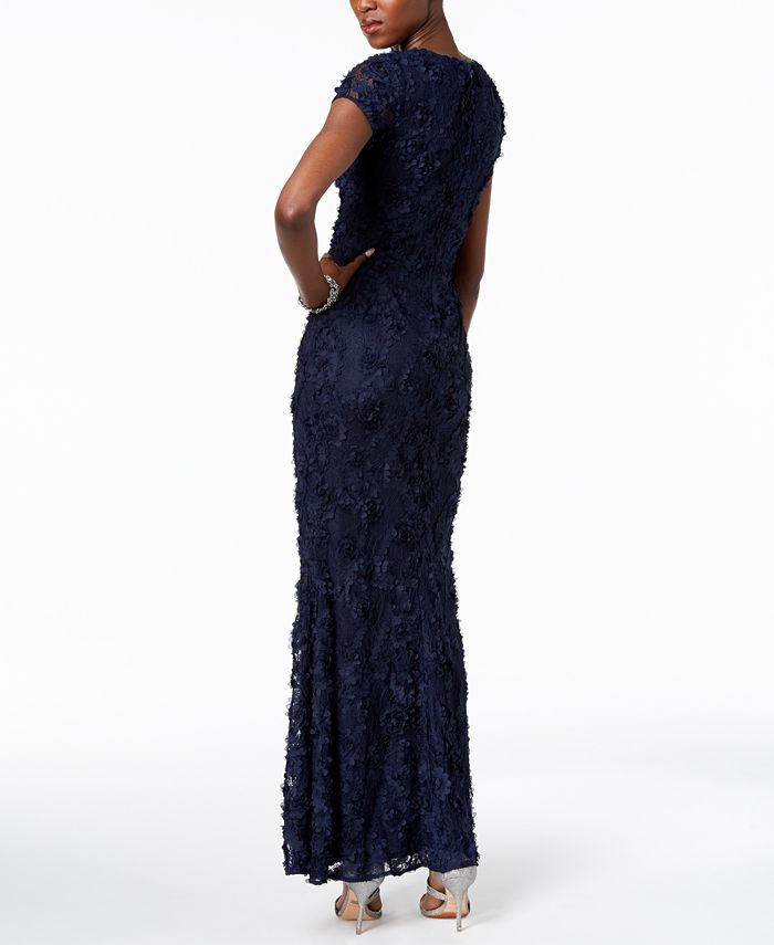 xscape floral appliqué gown