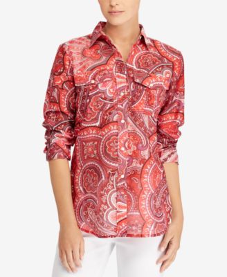 Lauren By Ralph Lauren Womens Petite Printed Tie Neck Blouse Purple Size Petite X Small