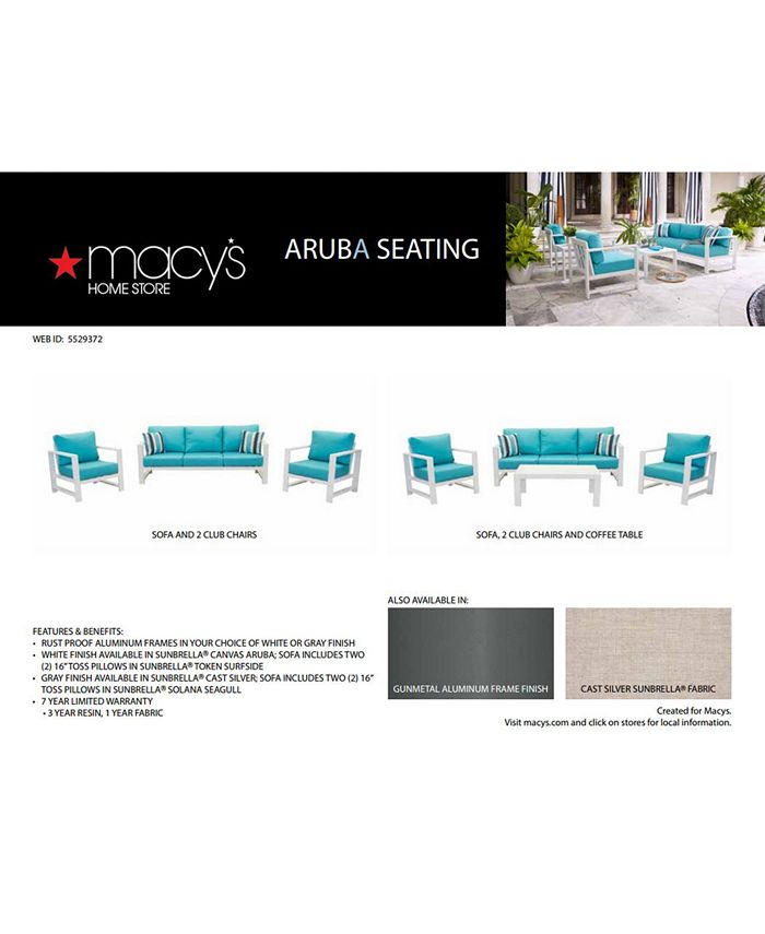 Furniture CLOSEOUT! Aruba Blue Aluminum Outdoor 4Pc. Seating Set (1