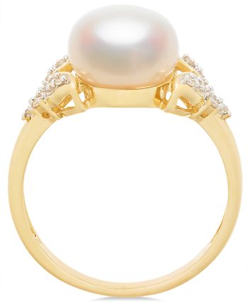 Honora - Cultured Freshwater Pearl and Diamond Accent Ring in 14k Gold
