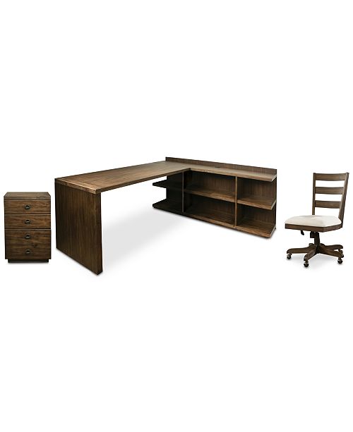Furniture Ridgeway Home Office Furniture 4 Pc Set Return Desk Peninsula Usb Outlet Bookcase Wood Back Chair Mobile Cabinet Reviews Furniture Macy S