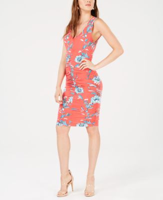Bar III Ruched Floral-Print Dress, Created for Macy's - Macy's