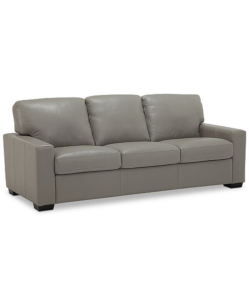 Furniture Ennia 82 Leather Queen Sleeper Sofa Created For Macy S
