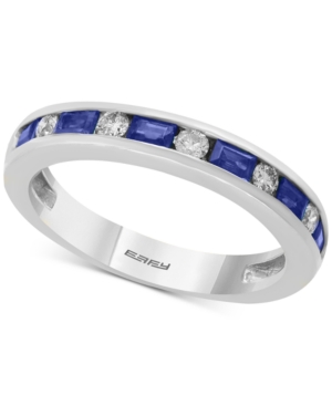 image of Bridal by Effy Sapphire (5/8 ct. t.w.) & Diamond (1/6 ct. t.w.) Band in 18k White Gold
