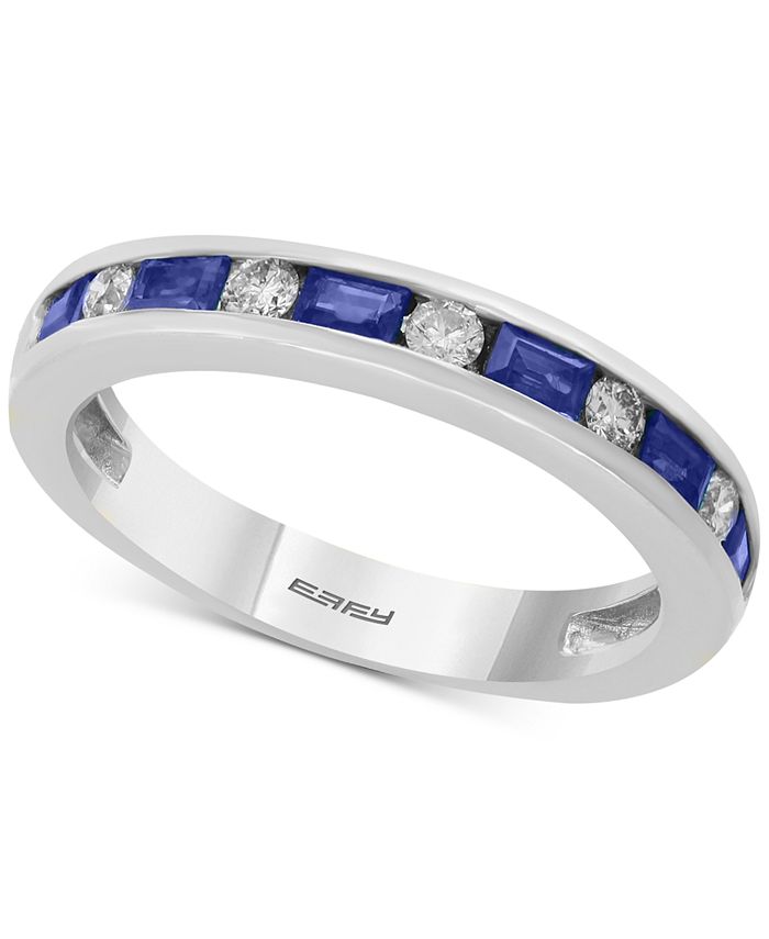 EFFY Collection - Bridal by EFFY&reg; Sapphire (5/8 ct. t.w.) & Diamond (1/6 ct. t.w.) Band in 18k White Gold