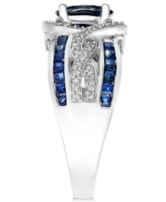 Sapphire (2-3/4 ct. t.w.) and Diamond (1/3 ct. t.w.) Ring in 14k White Gold